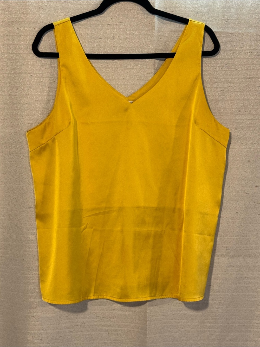 Satin V-Neck Yellow Sleeveless Blouse